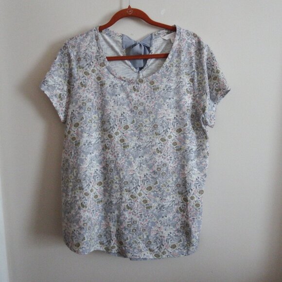 NWOT LC Lauren Conrad Light Blue/Lavender Floral Top w/Bow XL - Picture 1 of 3